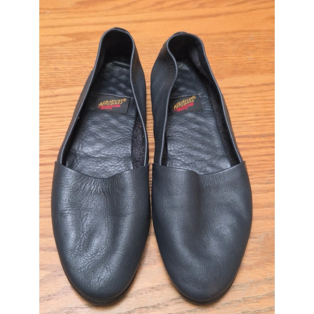 Aerosoles Slip-on Leather Flats Size 9 Navy Blue Vintage